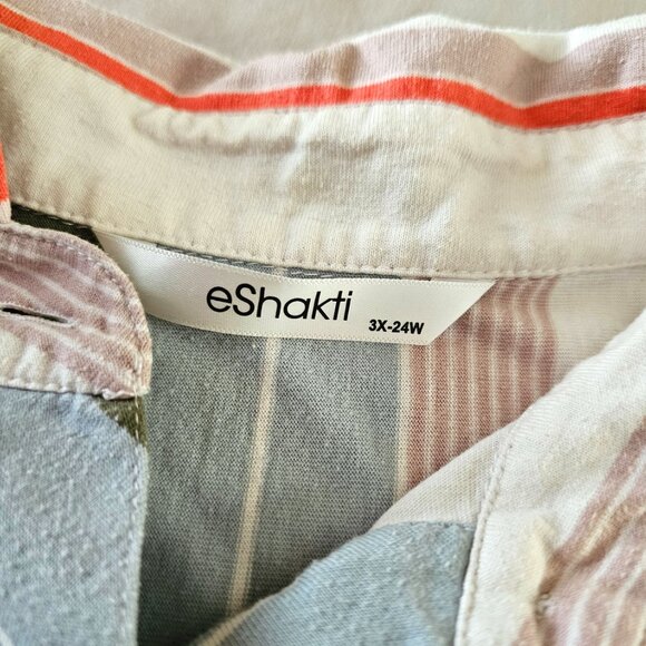 Plus Size Stripe Cotton Knit Sash Tie Shirt Dress - Picture 7 of 16